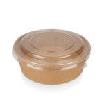 PB010 Kraft paper bowl with PET lid 500ml 18oz