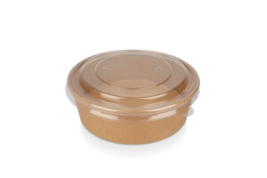 PB010 Kraft paper bowl with PET lid 500ml 18oz