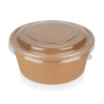 PB011 Kraft paper bowl with PET lid 750ml 25oz